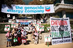 Dozens protest Chevron over 'complicity' in genocide in Gaza