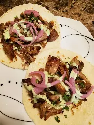 [Recipe] [Homemade] Carnitas Tacos w/ pickled red onions and Jalapeno Crema