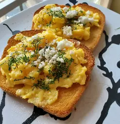 [Homemade] Soft scrambled eggs with feta and dill on toast