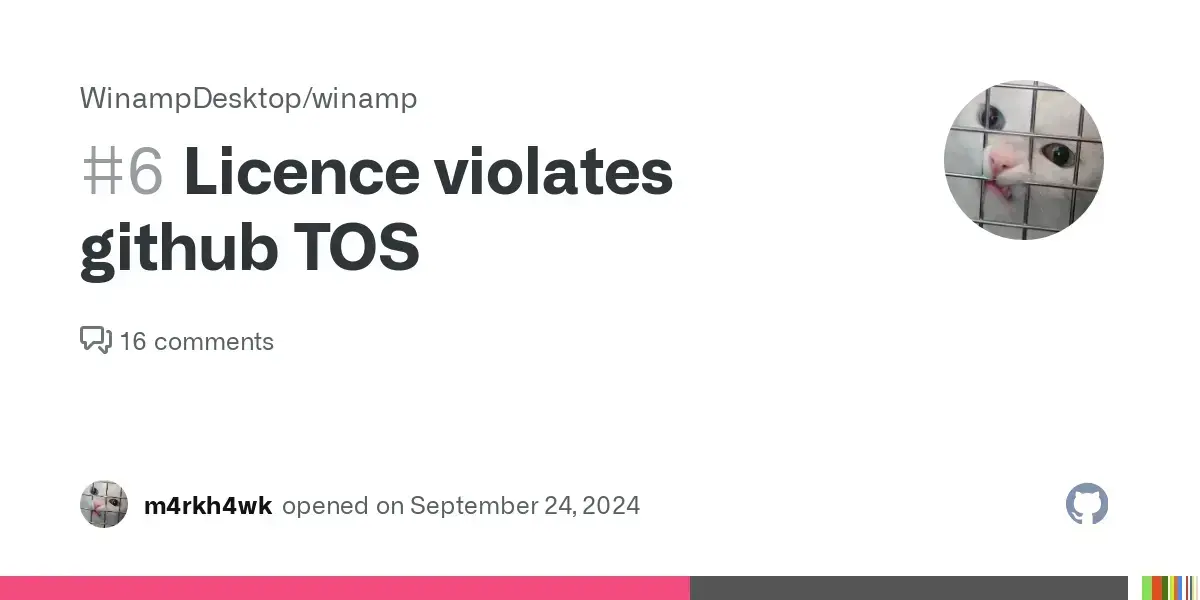 Licence violates github TOS · Issue #6 · WinampDesktop/winamp