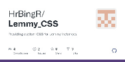 GitHub - HrBingR/Lemmy_CSS: Providing custom CSS for Lemmy instances